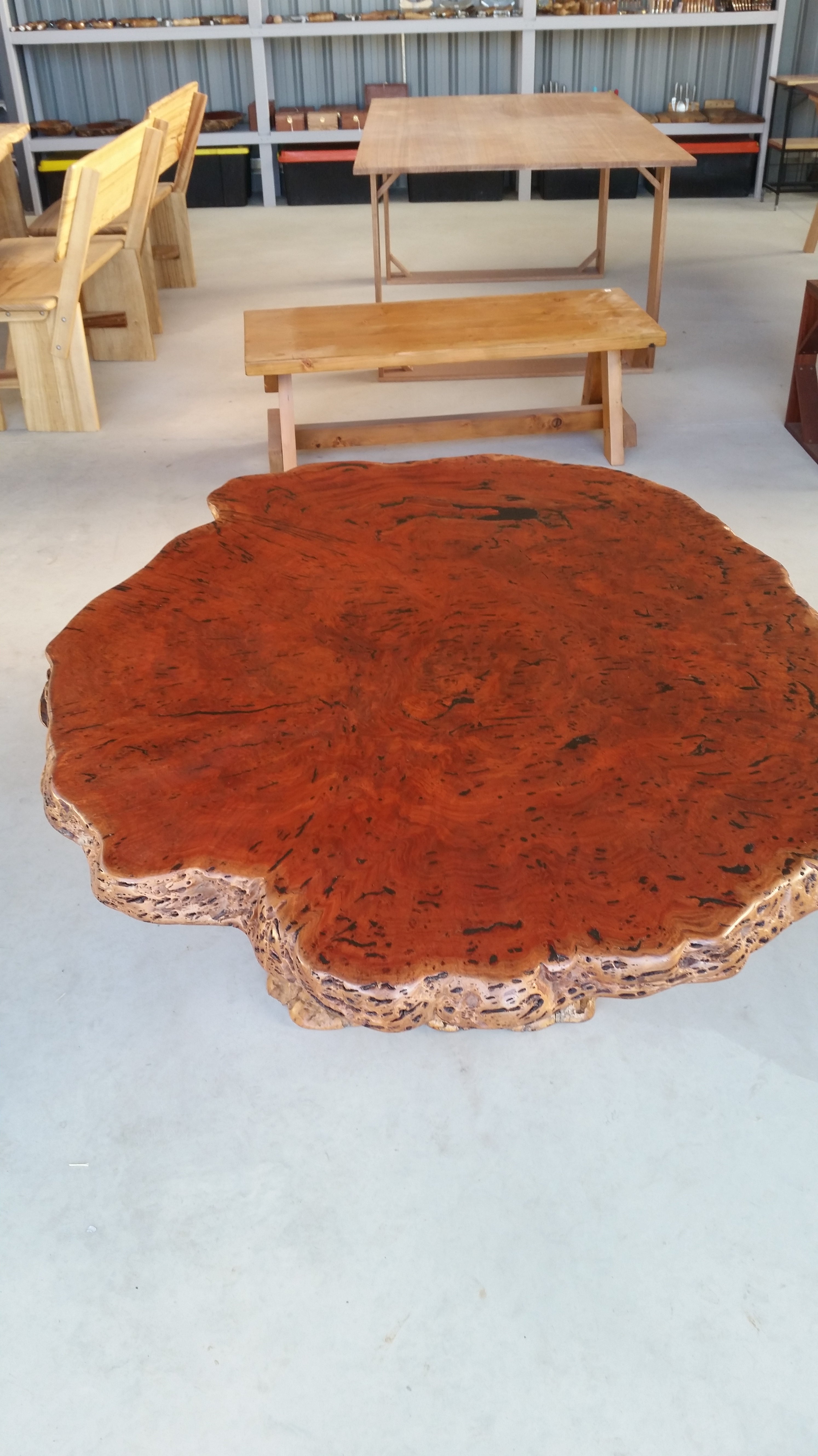 Redgum Burl Dining Table with Mallee Stump Base