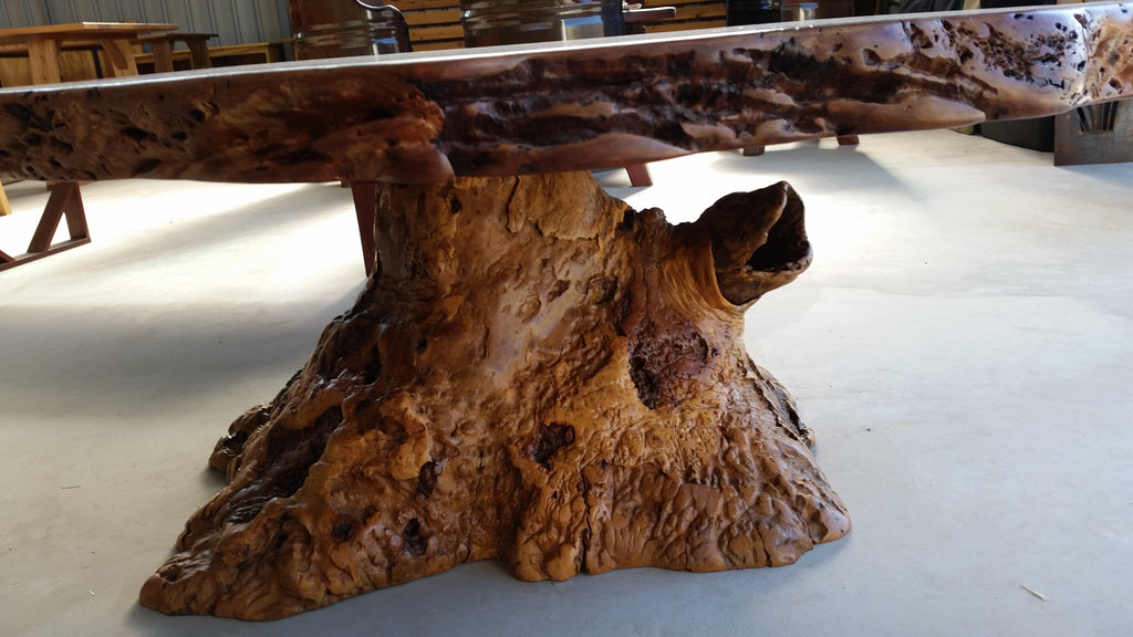 Redgum Burl Dining Table with Mallee Stump Base