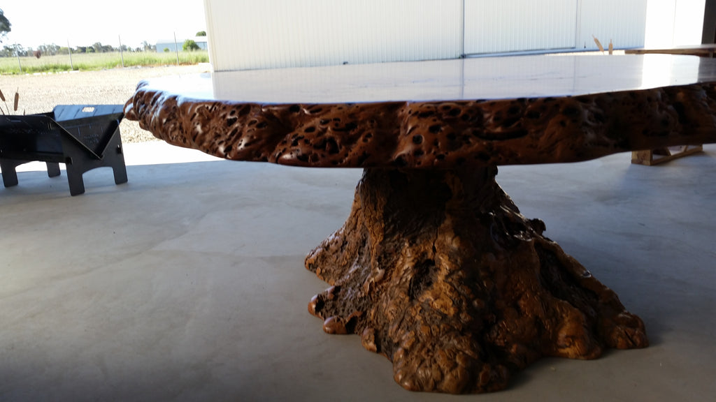 Redgum Burl Dining Table with Mallee Stump Base