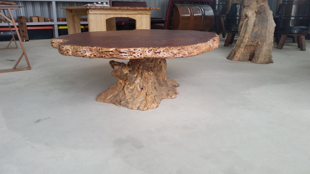 Redgum Burl Coffee Table with Mallee Stump Base