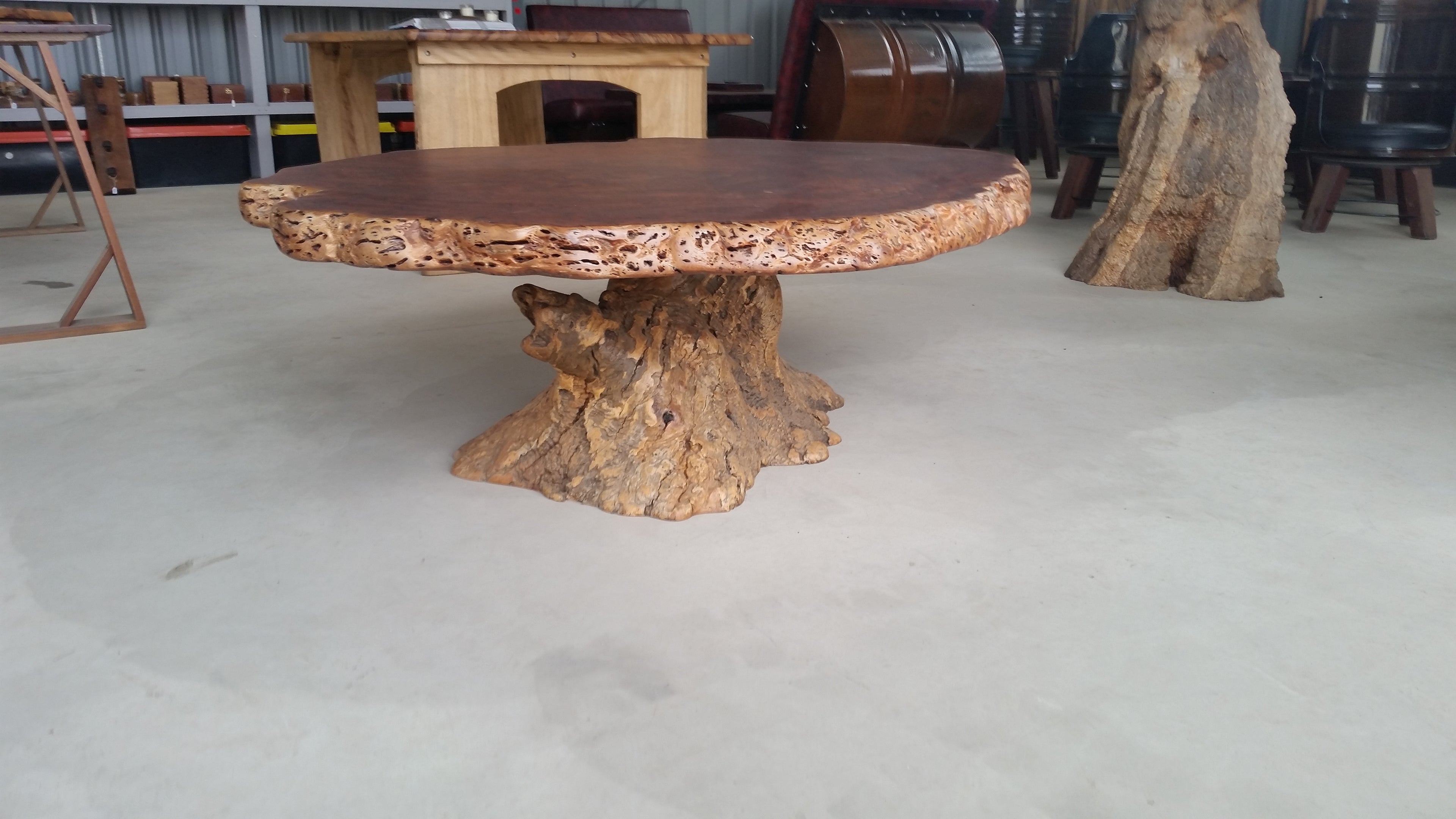 Redgum Burl Coffee Table with Mallee Stump Base
