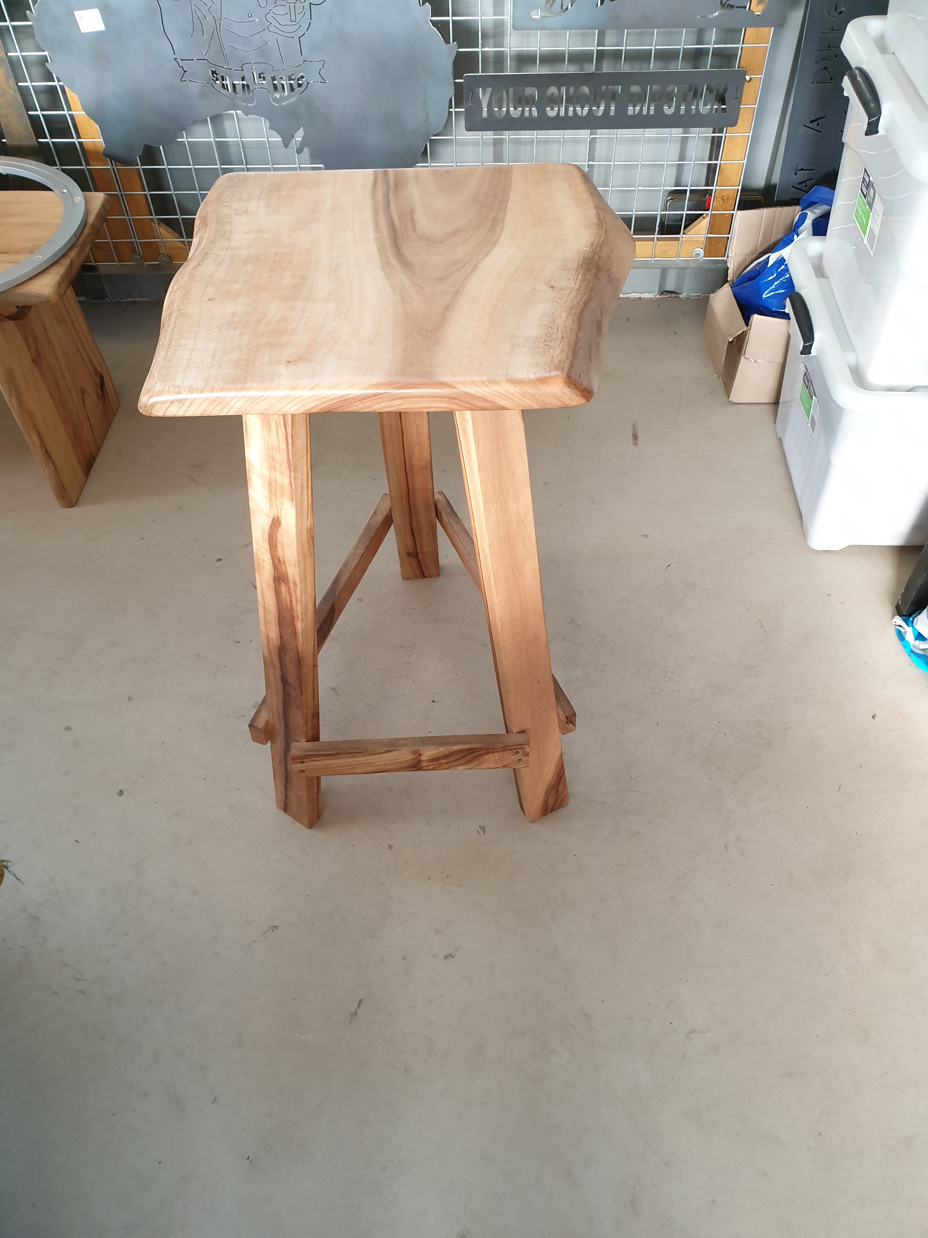 Camphor Laurel 3-Legged Bar Stools